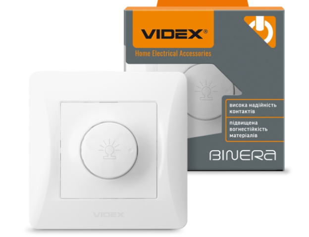 Videx Binera fehér színű 600W-os dimmer kapcsoló