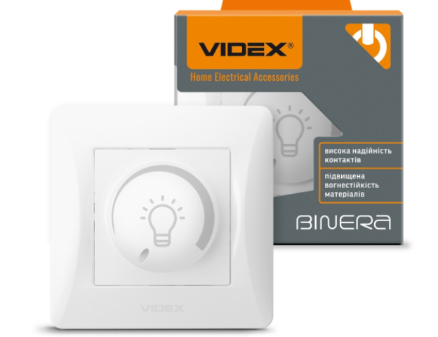 Videx Binera fehér színű 200W-os dimmer kapcsoló
