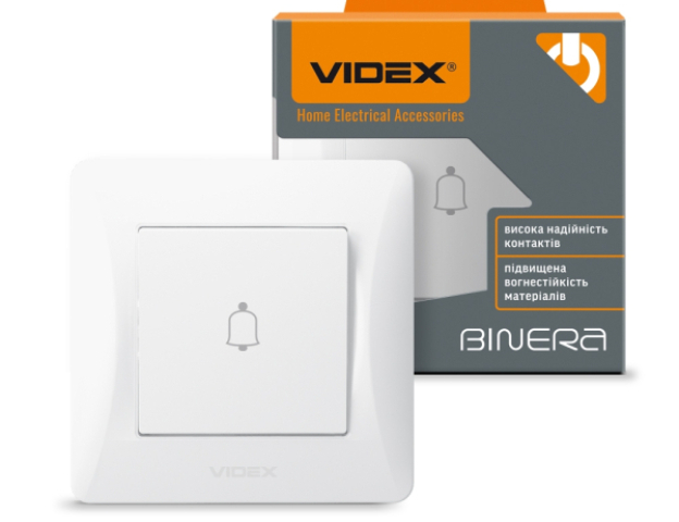 Videx Binera fehér színő csengő kapcsoló IP20-as védettséggel