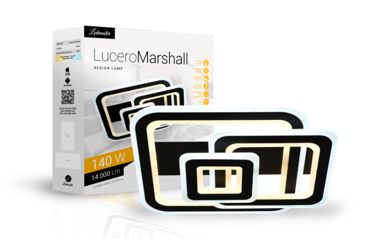 Lucero Marshall 140 W-os, 50 cm átmérőjű fekete LED távirányítós és mobil ...