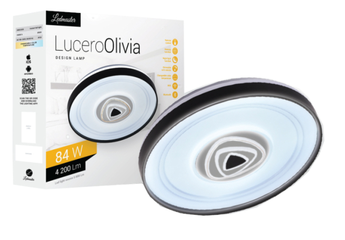 Lucero Olivia 84 W-os, 50 cm átmérőjű fehér LED távirányítós és mobil applikációval ...