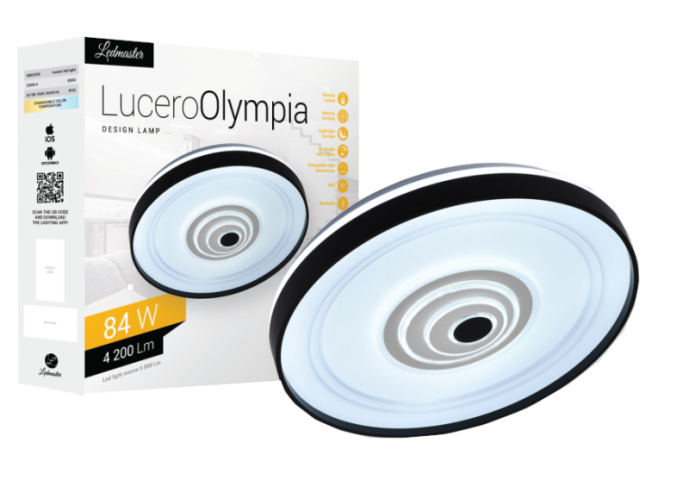 Lucero Olympia 84 W-os, 50 cm átmérőjű fehér LED távirányítós és mobil applikációval ...