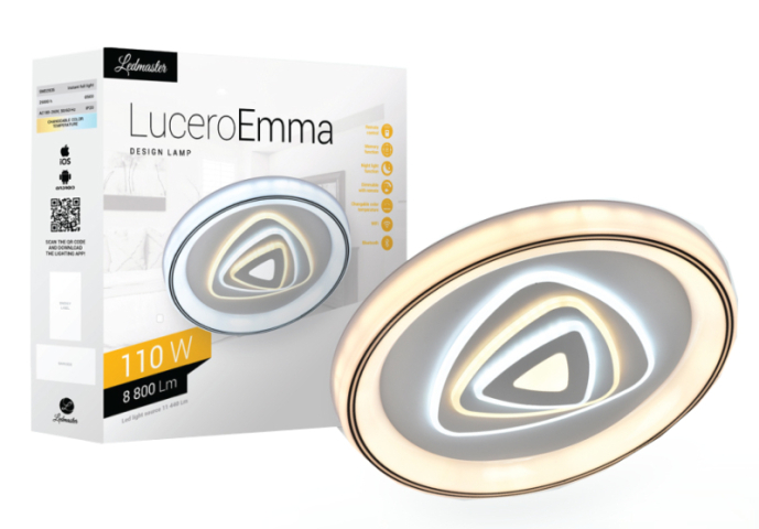 Lucero Emma 110 W-os, 50 cm átmérőjű fehér LED távirányítós és mobil applikációval ...