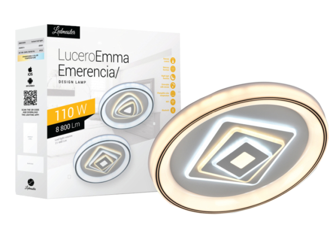 Lucero Emerencia 110 W-os, 50 cm átmérőjű fehér LED távirányítós és mobil ...