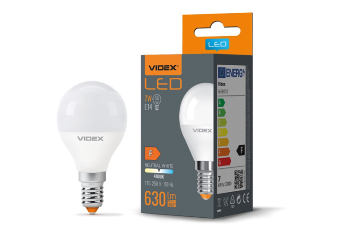 Videx G45 LED izzó 7 W-os natúr fehér, E14-es foglalattal 