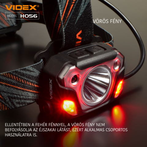 Videx LED Fejlámpa, hidegfehér újratölthető akkumulátorral H056
