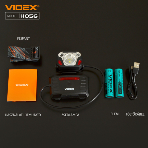 Videx LED Fejlámpa, hidegfehér újratölthető akkumulátorral H056