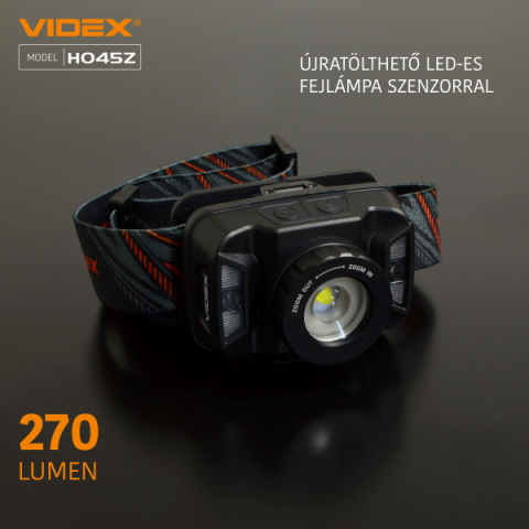 Videx LED Fejlámpa, natúrfehér újratölthető akkumulátorral H045Z