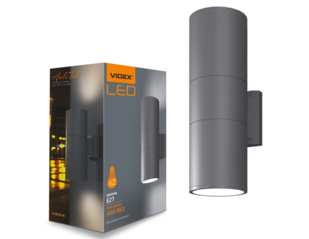 Videx Porter oldalfalra helyezhető, fekete matt IP54 kültéri lámpatest, 2xE27, 30 cm 