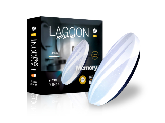 Lagoon PP series Memory 24 W-os ø390 mm kerek natúr fehér mennyezeti lámpa IP44-es ...
