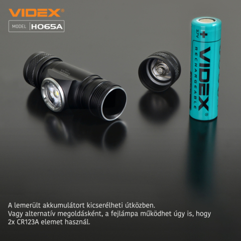 VIDEX Fejlámpa tölthető akkumulátorral -H065A