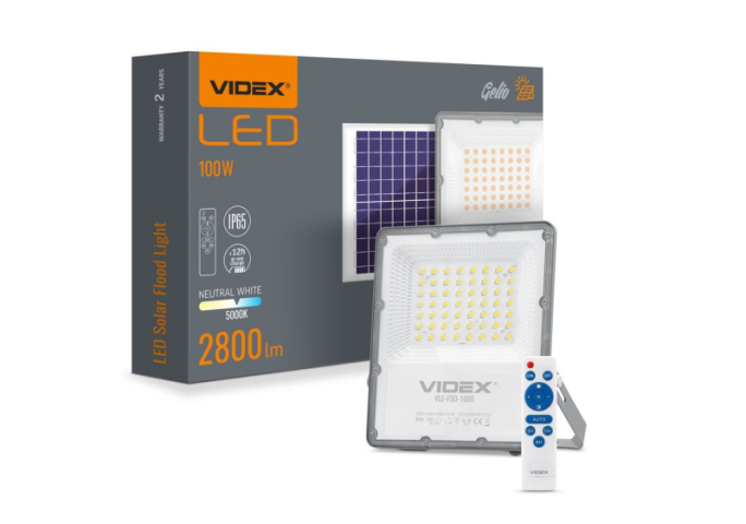 Videx Gelio 100 W-os natúr fehér napelemes reflektor 