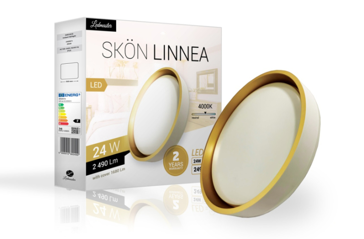 Skön Linnea 24 W-os ø400 mm kerek natúr fehér, fehér-arany színű mennyezeti lámpa, ...