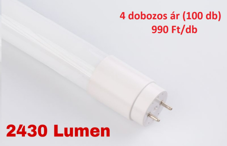 EcoLight 120 cm-es natúr fehér LED fénycső 18 W-os 2430 Lumen 4 dobozos csomagár 