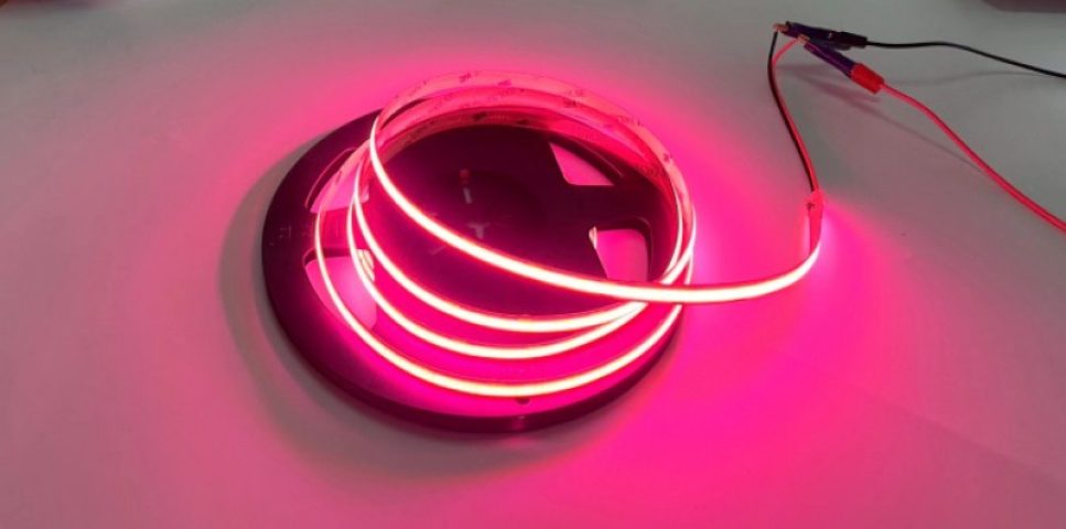 EcoLight COB led szalag pink színben 480 lm/méter, 9 W/méter, 12 V, IP20, 5m / tekercs