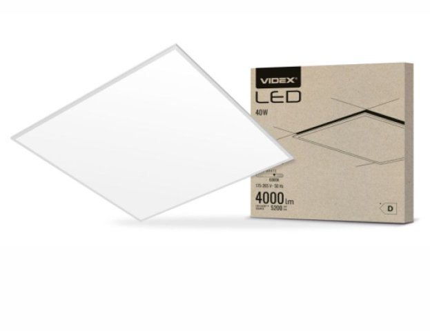 Videx 620 x 620-ös 40 W-os natúr fehér LED panel, 4000lm, 6000K 