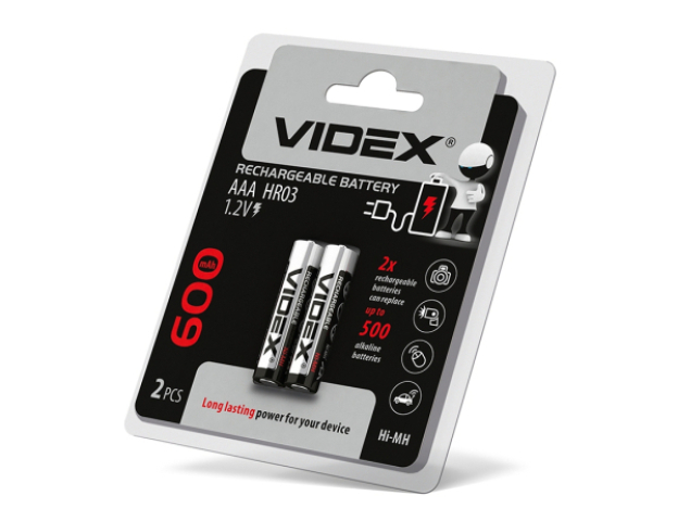 Videx AAA 600mAh újratölthető akkumlátor (darabár, min. rendelhető mennyiség 2 db) 