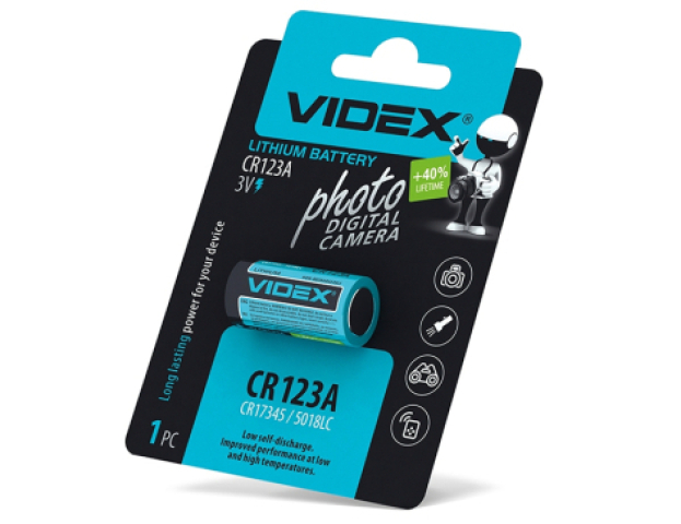 Videx CR123A Li-ion elem 1db/ csomag 