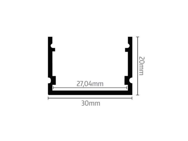 LEDmaster Felületre szerelhető fekete aluprofil, mély, dupla soros, 2 méteres szál