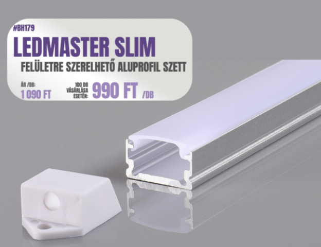 Ledmaster Slim felületre szerelhető aluprofil szett 100 db-os csomag 