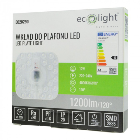 EcoLight 12W-os LED modul mennyezeti lámpához, 4000K, 1200lm