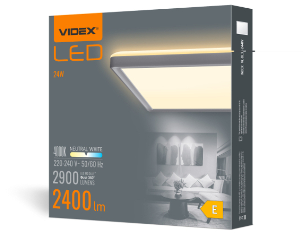 Videx 18 W-os ø292 mm fehér színű négyzet alakú natúr fehér mennyezeti lámpa 