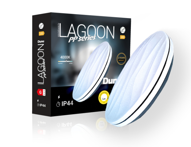 Lagoon PP series Dune 18 W-os ø330 mm kerek natúr fehér mennyezeti lámpa IP44-es ...