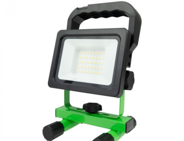 EcoLight 20 W-os natúrfehér hordozható LED reflektor, újratölthető akkumlátorral 
