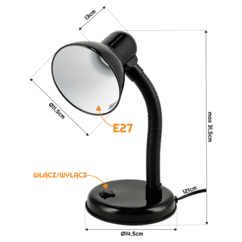 Berge Madrid fekete színű asztali lámpa, E27-es foglalattal