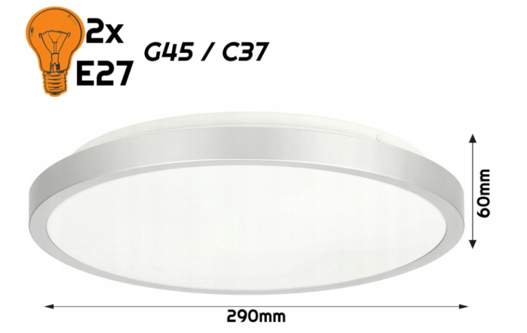 Berge Semo ezüst színű, kerek mennyezeti lámpa 2xE27-es foglalattal