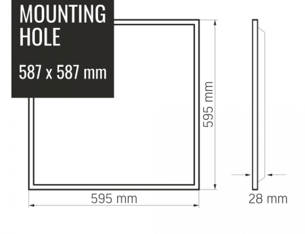 Videx 595 x 595-ös 36W-os natúr fehér LED panel, 5600lm, 4000K
