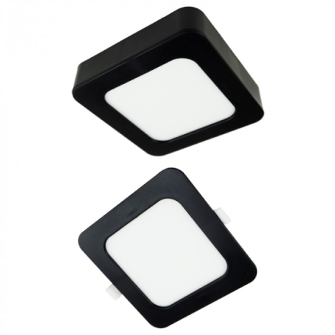 Ecolight 12W-os, négyzet alakú, CCT, fekete, süllyesztett és felületre szerelhető ...